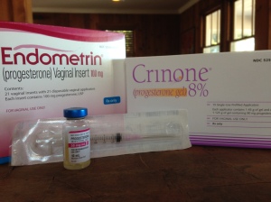 Endometrin (a disolvable insert), Crinone (a gel), and Progesterone in Oil